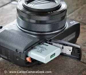 It's one of smaller Canon batteries. Here's what I found out about the Canon G1x Mark II battery