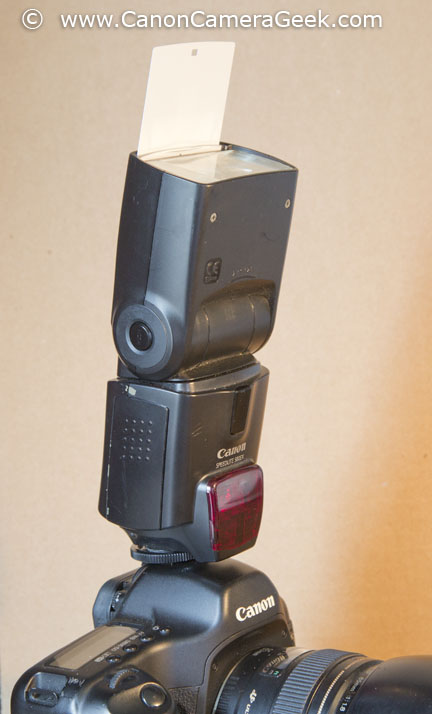 Canon Speedlite Bounce Panel is built in to the flash head and slides out when needed.