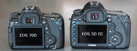 Canon EOS 70D vs 5d Mark III Size Comparison