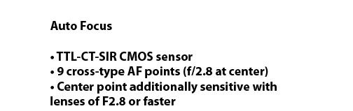 EOS 60D Focusing Specs