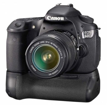 Canon 60D battery grip on the EOS 60D