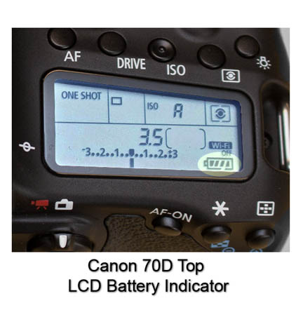 Canon 70D Top-LCD Battery Power Indicator