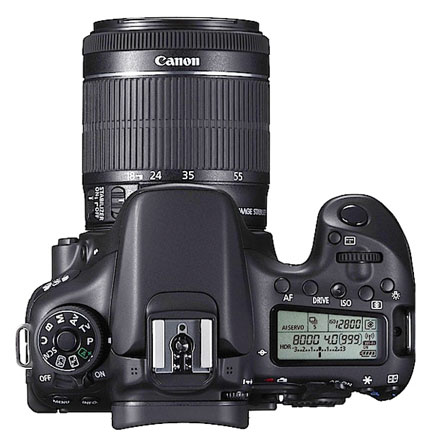 Top view of the Canon 70D camera