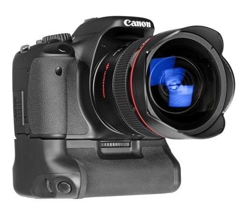 The Canon t3i battery grip adds weight, balance, vertical controls and reserve power