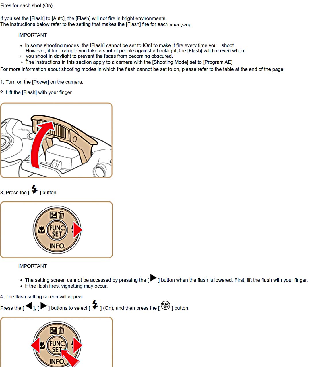 Canon SX420 Flash Activation Instructions