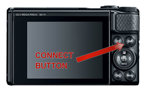 Canon SX740 HS Connect button