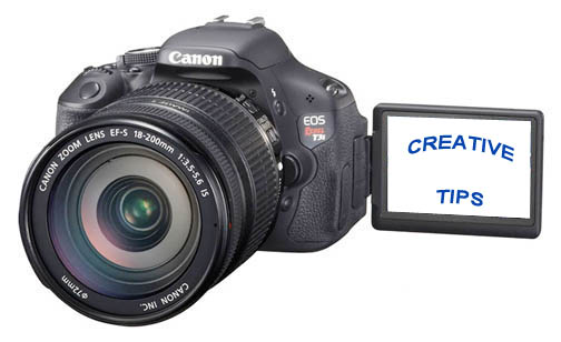 Canon t3i with creative tips on LCD screen