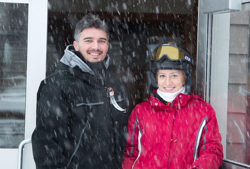 Snapshot of couple in snow