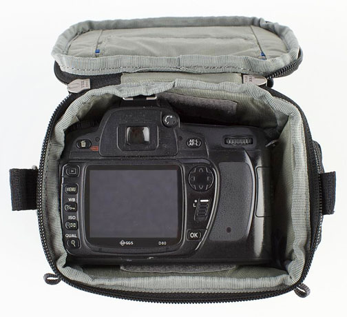 Top view of digital camera holster