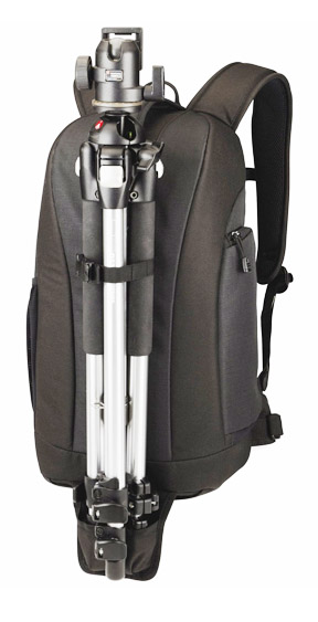 Travel camera bag with tripod holder