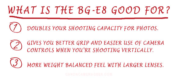 Think about the best Canon camera accessory.  The Canon BG-E8 Battery Grips is an interesting gadget to consider.