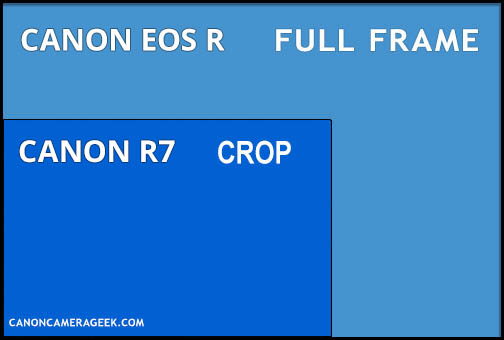 Canon R7 vs EOS R sensor size comparison