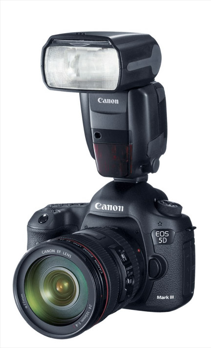 Canon EOS 5D With Speedlite Attached
