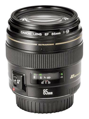 The Canon 85mm f1.8 is very light and easy to carry for shooting portraits with Canon full-sized sensor cameras.
