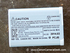 Canon NB-12L battery back-close-up