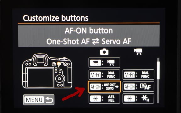 Canon R6 M2 customize default on shutter button