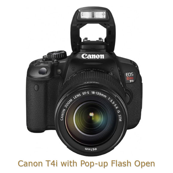 Canon T4i Camera with Pop-up Flash Open