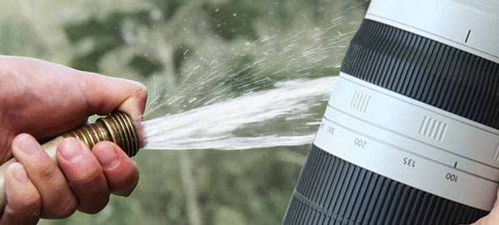 Don't subject your Canon lens to high pressure water. Canon zoom lens getting wet