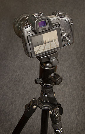 Canon R on a tripod