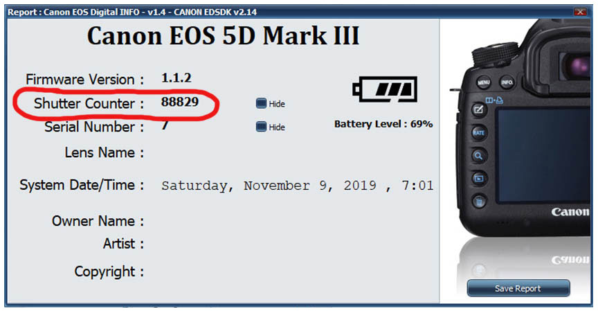 Canon shutter count