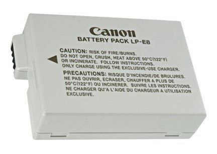 Photo of the lithuim ion LP-E8 battery for the Canon t3i camera