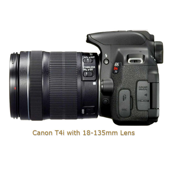 Canon T4i with 18-135mm Lens - Sideview