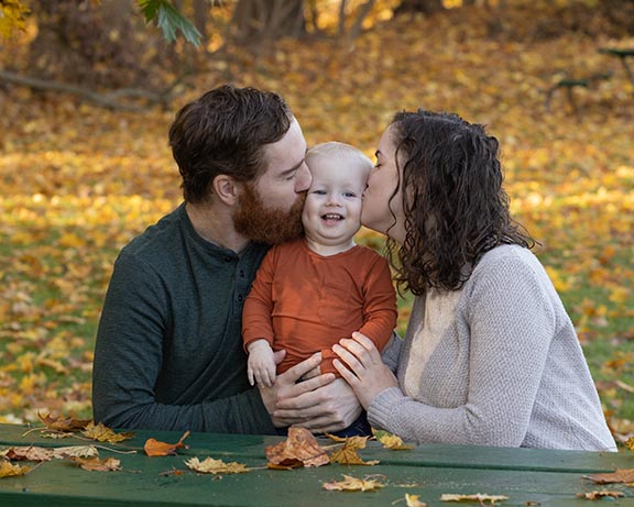 Fall family portrait of 3