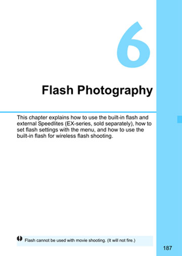 Flash photography section of Canon 70D manual