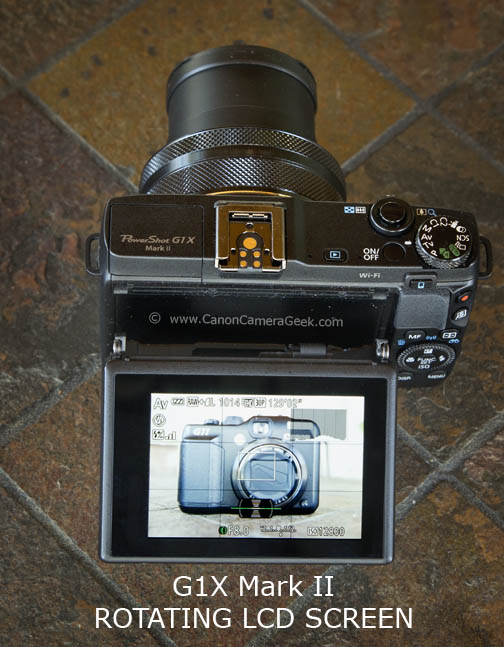 The Powershot G1x Mark II has a tilting LCD screen