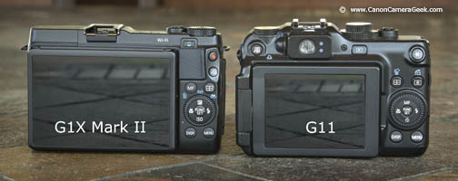 LCD comparison of G1X Mark II and G11