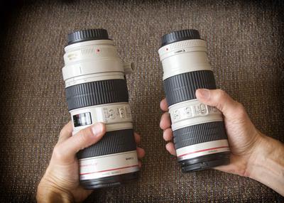 Canon 70-200mm<br>F4 Vs. F2.8 Size Comparison