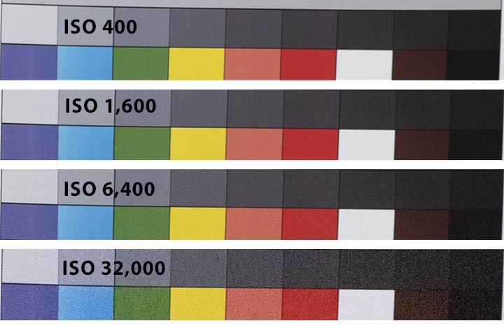 High ISO color chart test comparison