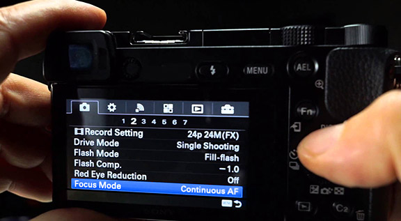 Continuous focus camera setting LCD
