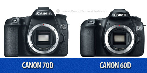 Front view comparison of Canon 60D vs 70D cameras