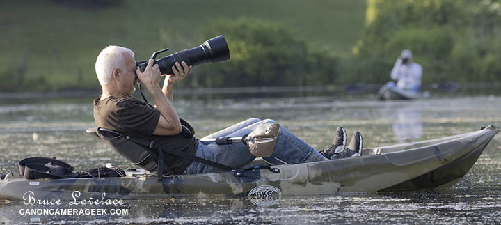 I was floating in an "unstable" boat and shooting at 400mm zoom, so I use Image stabilization mode 1 on my lens. Image stabilized Kayaker
