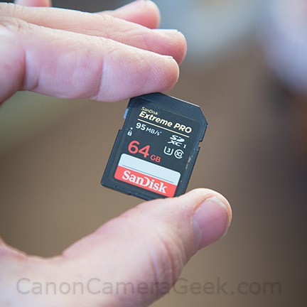 Canon 70D camera memory card