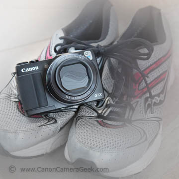 Canon G1x Mark ii with running shoes