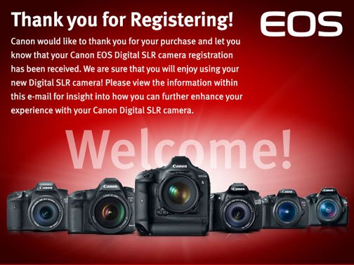 Thanks form Canon for registering the Canon EOS 70D