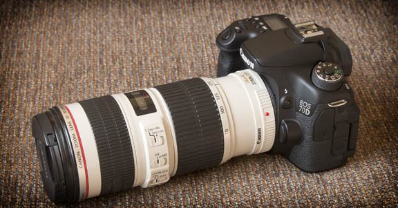 Canon 5D with large telephoto lens.