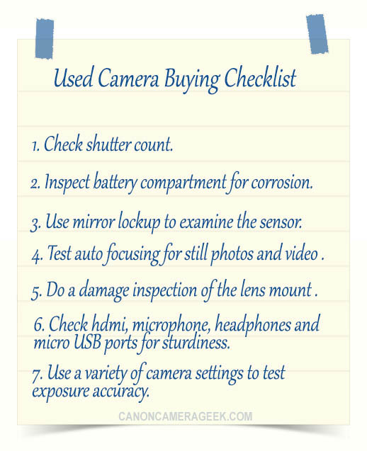 Used camera buying checklist