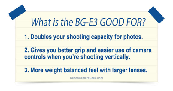 BG-E3 battery grip benefits