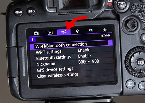 Wifi-bluetooth selection menu